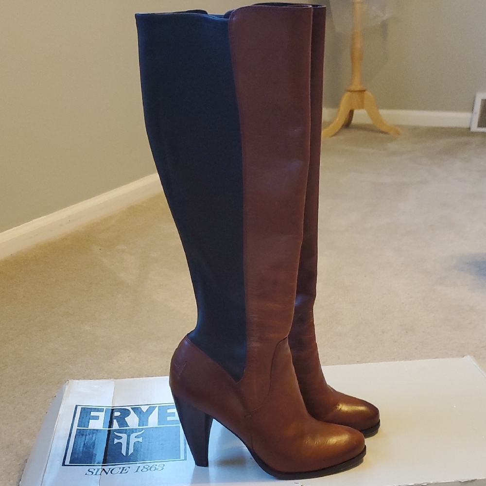 Frye Brown and Black Heeled Boots